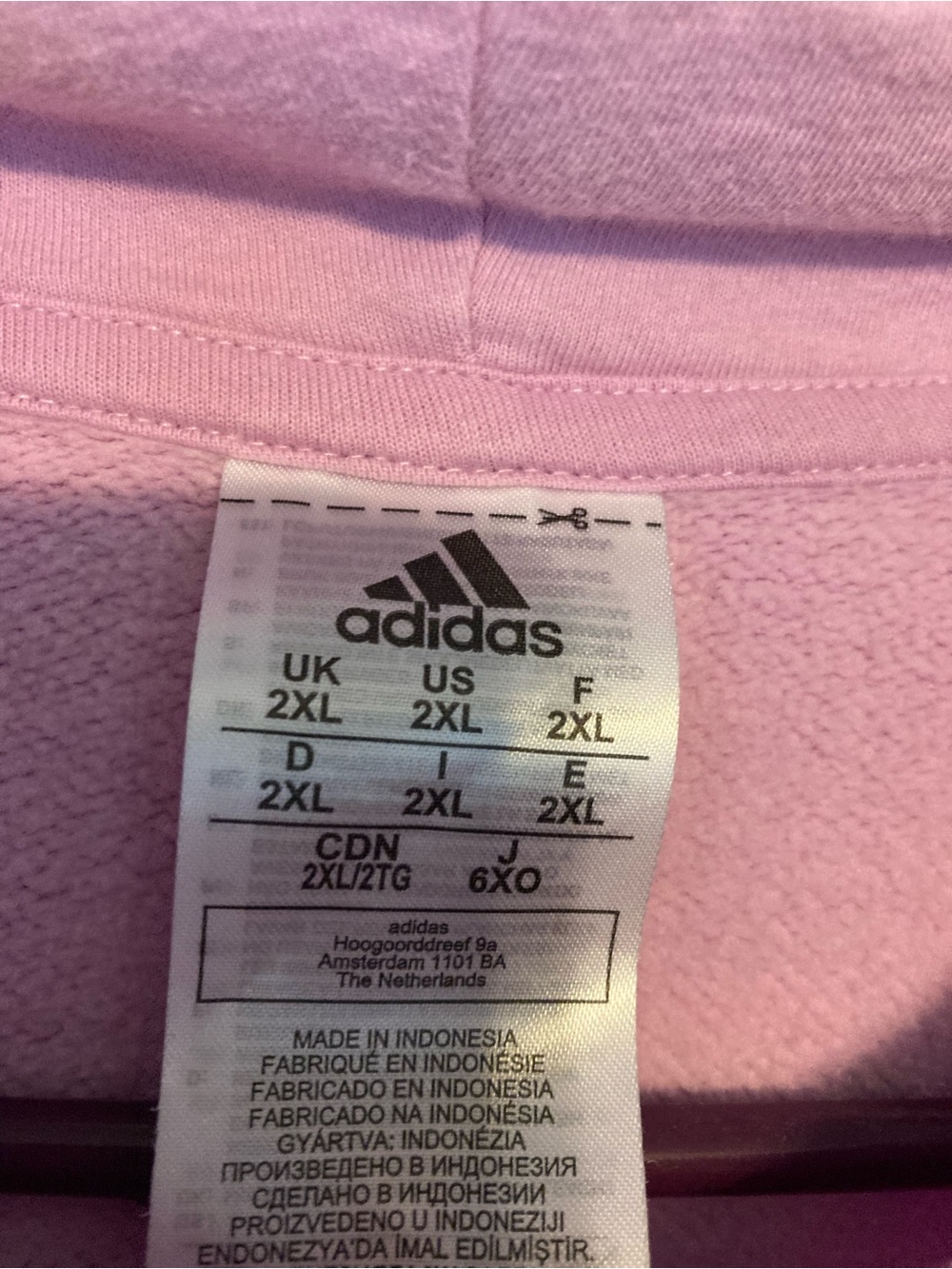adidas pinkish Lavender Pullover Hoodie with Black Logo - Picture 2 of 3